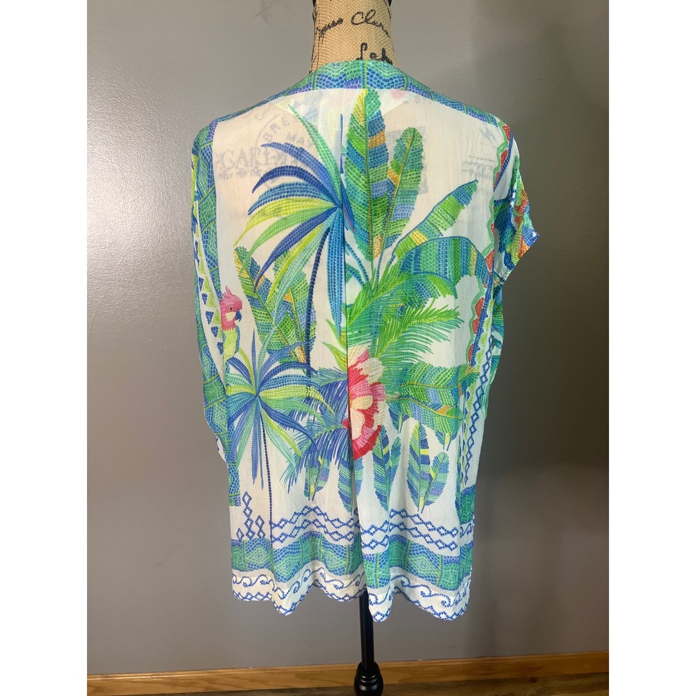 Johnny Was Hana Blouse vibrant floral print V-neckline travel vacation beach - Picture 10 of 10